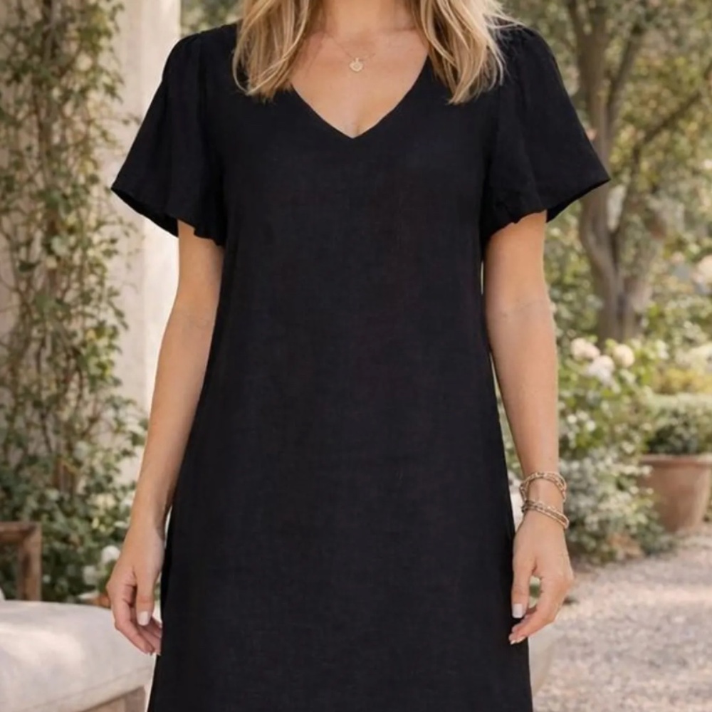 Nicole Miller Black Linen Dress
